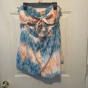 Tie-Dye Romper in Blue and Orange